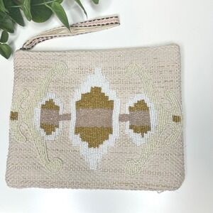 America & Beyond Beaded Metallic Clutch Bag